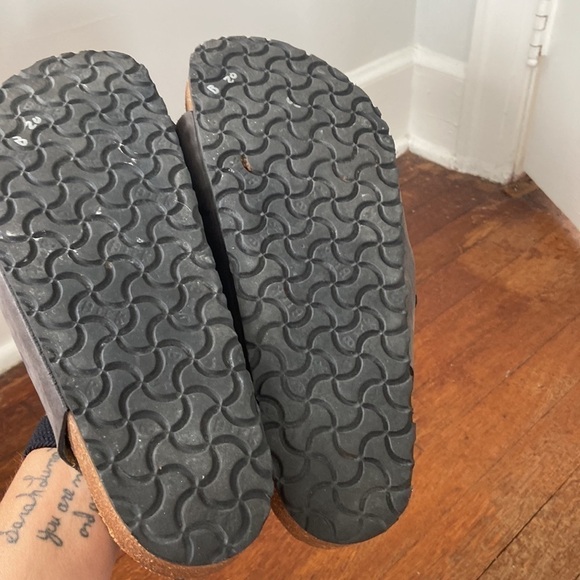 Birkenstock Gray Sandals with Black Buckles
